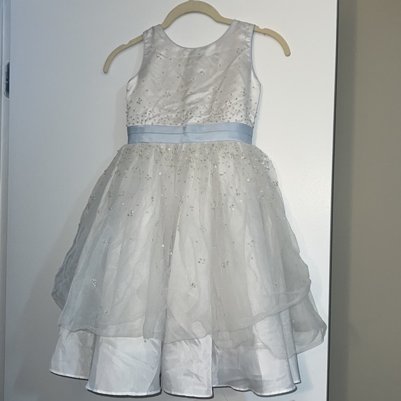 Lisa white and blue Formal kids dress - Picture 1 of 6